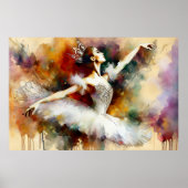 Dromerige Waterverf Ballerina Prinses Poster (Voorkant)