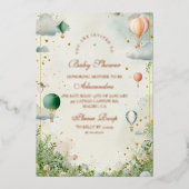 Dromerige Waterverf ballon Baby shower Folie Uitnodiging (Voorkant)