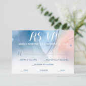 *~* Dromerige Waterverf Blauwe Roze Moderne Trendy RSVP Kaartje (Staand voorkant)