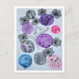 Dromerige waterverf bloemen ansichtkaart briefkaart