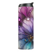 Dromerige Waterverf Bloemen Thermische Tumbler Thermosbeker (Gedraaid links)