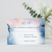 ** Dromerige Waterverf Blues Pinks Trendy Modern RSVP Kaartje (Staand voorkant)