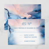 ** Dromerige Waterverf Blues Pinks Trendy Modern RSVP Kaartje (Voorkant / Achterkant)