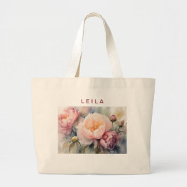 Dromerige Waterverf Bruidsboeket Boodschappentas Grote Tote Bag