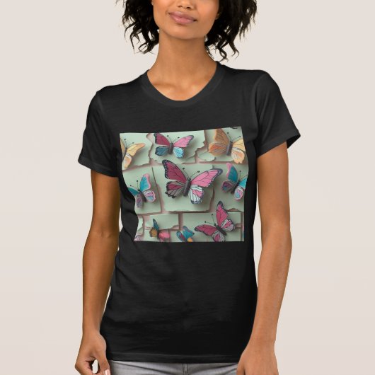 Dromerige Waterverf Butterfly T-Shirt voor Vrouwen (Voorkant)