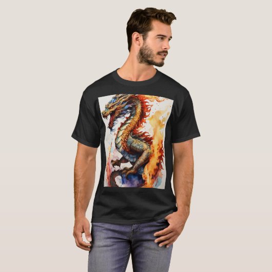 Dromerige Waterverf Dragon T-shirt (Voorkant volledig)