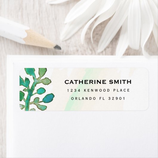 Dromerige Waterverf Elegant Greenery Wedding Etiket (Insitu)