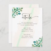 Dromerige Waterverf Elegant Greenery Wedding Informatiekaartje (Voorkant / Achterkant)