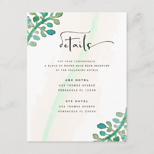 Dromerige Waterverf Elegant Greenery Wedding Informatiekaartje (Voorkant)