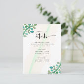 Dromerige Waterverf Elegant Greenery Wedding Informatiekaartje (Staand voorkant)