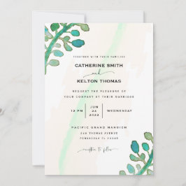 Dromerige Waterverf Elegant Greenery Wedding Invit Kaart
