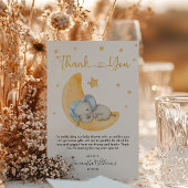 Dromerige Waterverf Elephant Moon Baby shower Bedankkaart