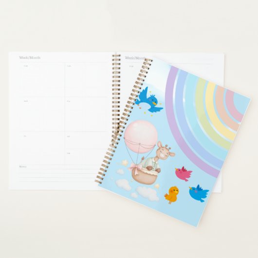 Dromerige Waterverf Giraffe in Heet Luchtballon me Planner (Display)