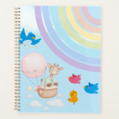 Dromerige Waterverf Giraffe in Heet Luchtballon me Planner (Voorkant)