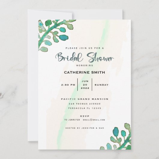 Dromerige Waterverf Greenery Vrijgezellenfeest Kaart (Voorkant)