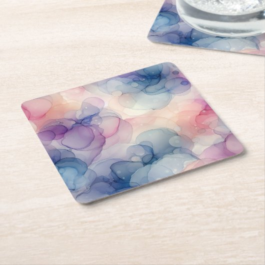 Dromerige Waterverf inkt kunst Kartonnen Onderzetters (Schuin)