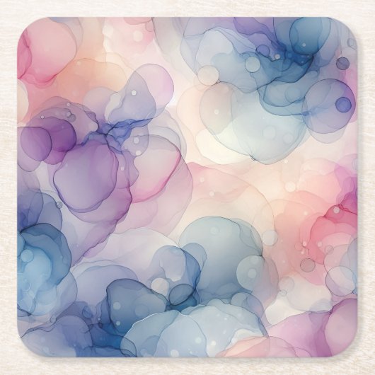 Dromerige Waterverf inkt kunst Kartonnen Onderzetters (Voorkant)