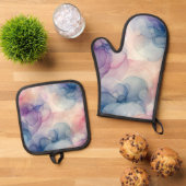 Dromerige Waterverf inkt kunst Ovenwant & Pannenlap Set (Top down)