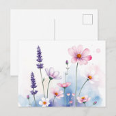 Dromerige Waterverf Lavendel en Kosmos Briefkaart (Voorkant / Achterkant)