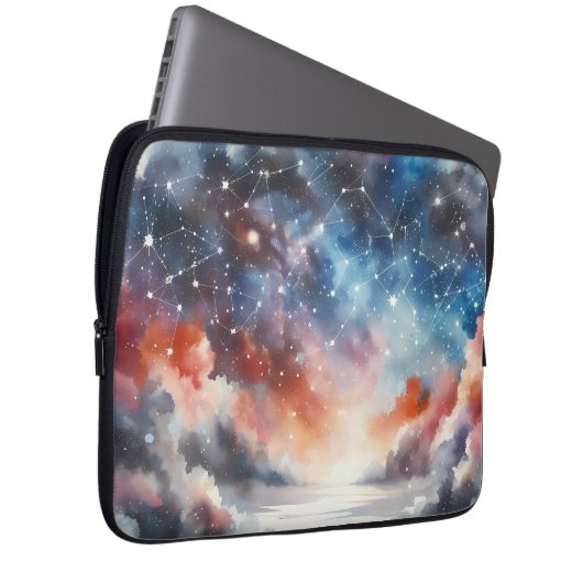 Dromerige Waterverf Night Sky Laptop Hoesje Laptop Sleeve (Voorkant Rechts)