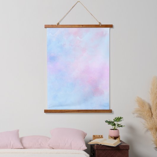 Dromerige waterverf roze blauw hangend wandkleed (Slaapkamer)