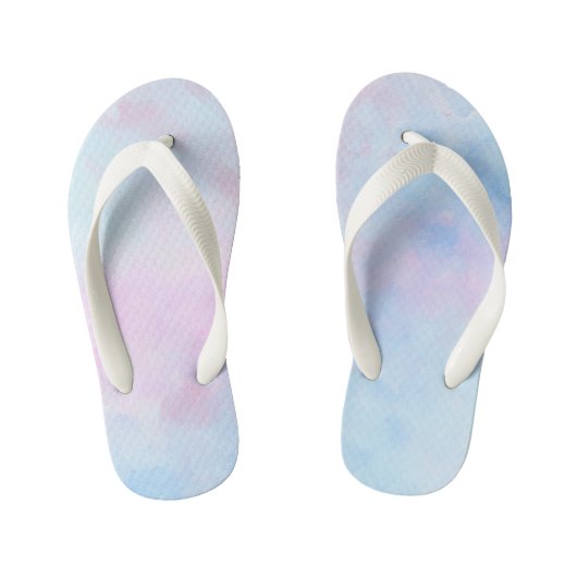 Dromerige waterverf roze blauw turquoise kinder teenslippers (Voetbed)