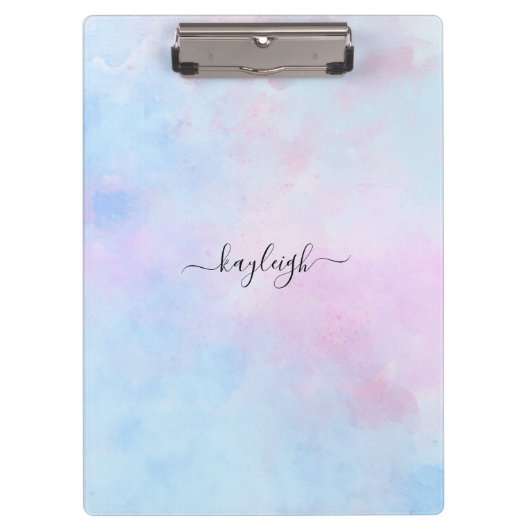 Dromerige waterverf roze blauw turquoise klembord (Voorkant)