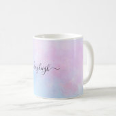 Dromerige waterverf roze blauw turquoise koffiemok (Voorkant rechts)