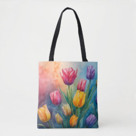 Dromerige waterverf tulpen Canvas tas