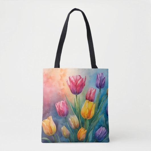 Dromerige waterverf tulpen Canvas tas (Voorkant)