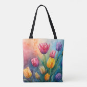 Dromerige waterverf tulpen Canvas tas (Achterkant)