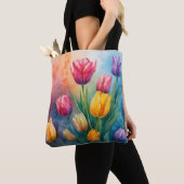 Dromerige waterverf tulpen Canvas tas (Dichtbij)
