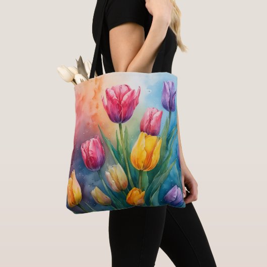 Dromerige waterverf tulpen Canvas tas (Dichtbij)