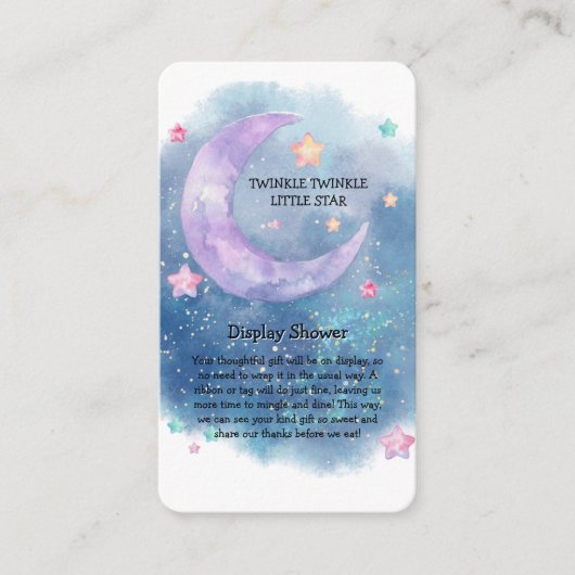 Dromerige Waterverf Twinkle Little Star Baby showe Informatiekaartje (Voorkant)