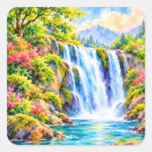 Dromerige Waterverf Waterval Paradijs