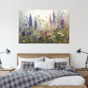 Dromerige waterverf wilde bloemen canvas afdruk