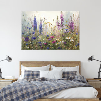 Dromerige waterverf wilde bloemen canvas afdruk