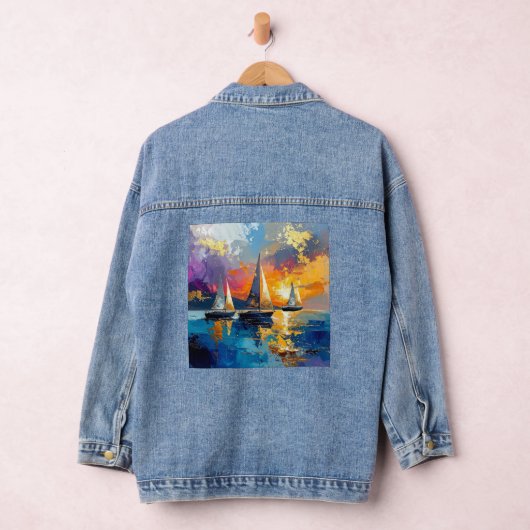 Dromerige Waterverf Zeilboten Denim Jas Jacket (Hangar)