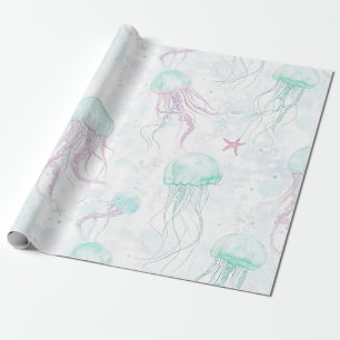 Dromerige waterverfkwal oceaanpatroon cadeaupapier