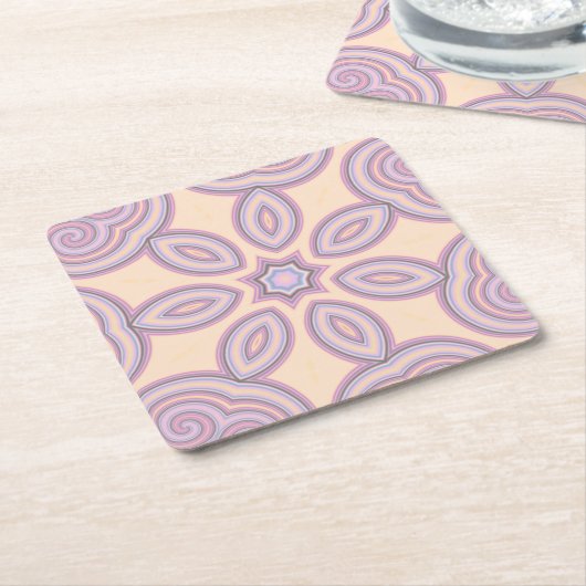 Dromerige wervelingen - pastel psychedelisch patro kartonnen onderzetters (Schuin)