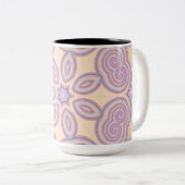 Dromerige wervelingen - pastel psychedelisch patro tweekleurige koffiemok (Voorkant rechts)