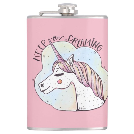 Dromerige Whimsical Eenhoorn Heupfles (Voorkant)