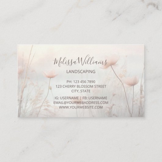 Dromerige wilde bloemen Logo Visitekaartje (Achterkant)