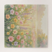 Dromerige Wilde Bloemenweide Waterverf Pastel Bloe Legpuzzel (Horizontaal)