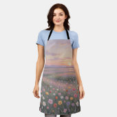 Dromerige Wilde Bloemenweide Zonsondergang Pastel Schort (Gedragen)