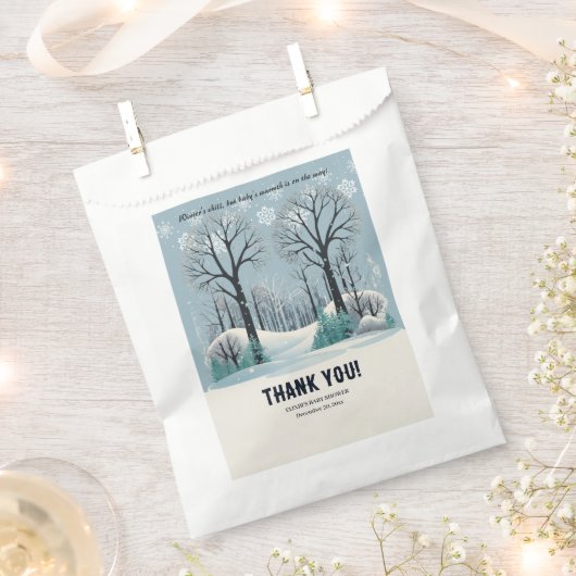 Dromerige Winter Forest Snowflakes Baby shower Bedankzakje (Geknipt)