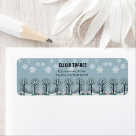 Dromerige Winter Forest Snowflakes Baby shower Etiket