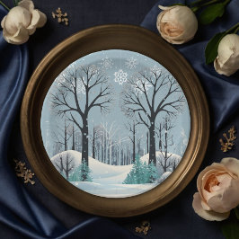 Dromerige Winter Forest Snowflakes Baby shower Papieren Bordje