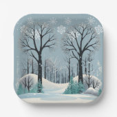 Dromerige Winter Forest Snowflakes Baby shower Papieren Bordje (Voorkant)