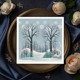Dromerige Winter Forest Snowflakes Baby shower Servet